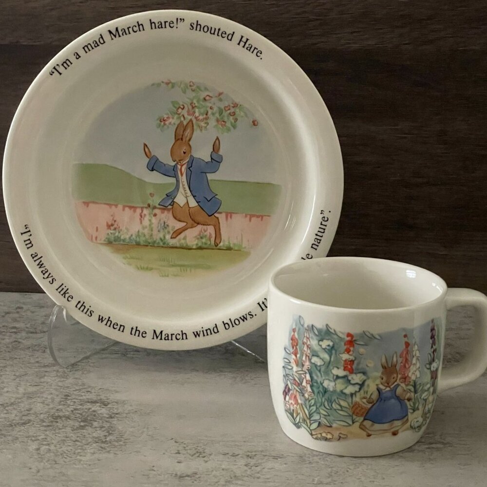 Adams1985 Children's Little Grey Rabbit & Friends Ironstone Porringer Mug Set